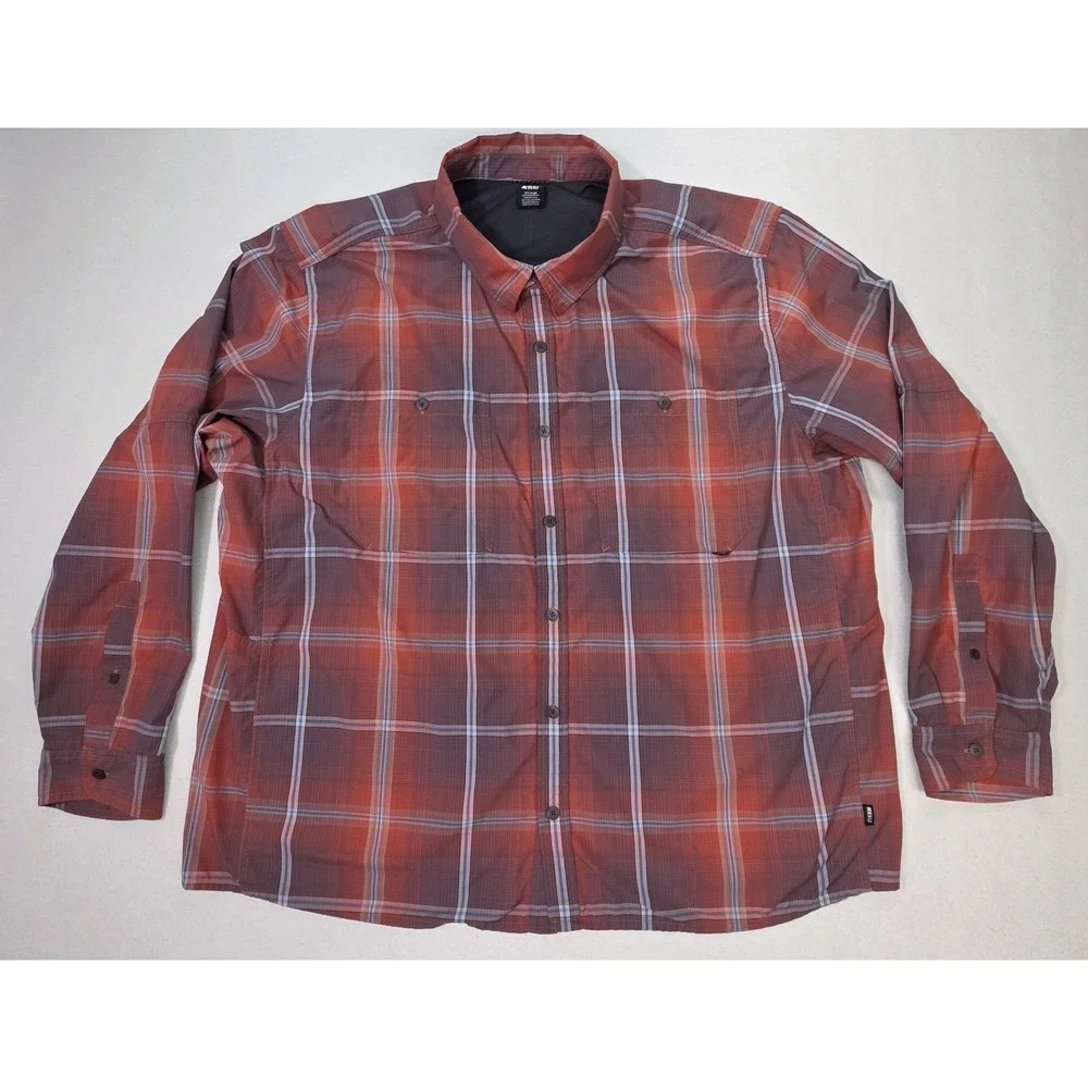 REI Co-Op Shirt Mens 3XL Nylon Plaid Button Up Vented Outdoor Hiking LIMITED USE